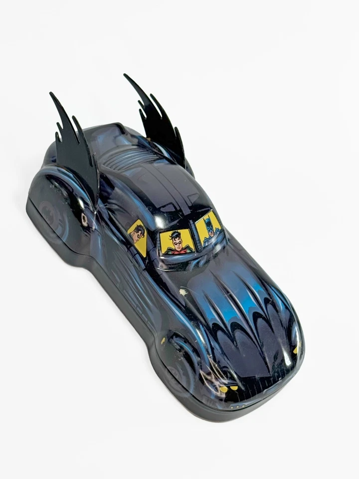 Raro contenedor de caramelos de batimóvil de hojalata Batman & Robin Foto 2 de 4