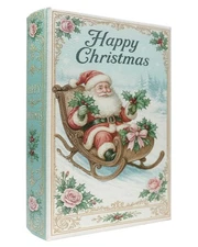 XIAOAIKA Christmas Decorative Wooden Book Box, Vintage Faux Book Boxes with Leat