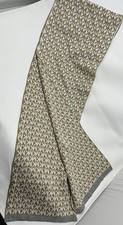 NWOT MICHAEL KORS SCARF Reversible Camel Tan  Cream Knit 60" w/MK Logo MINT