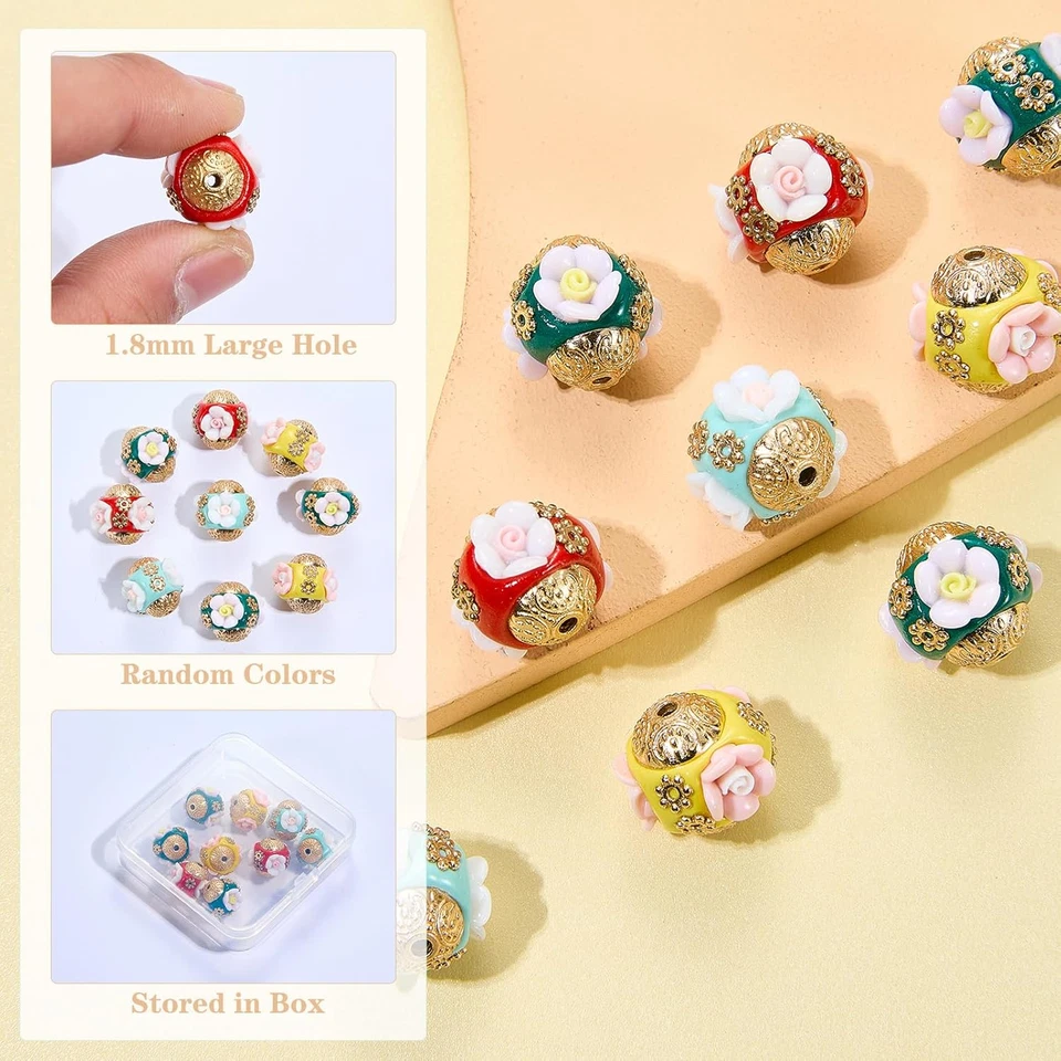 10 piezas cuentas de vidrio de murano para hacer joyas a granel aleación flor hecha a mano surtido Foto 4 de 4