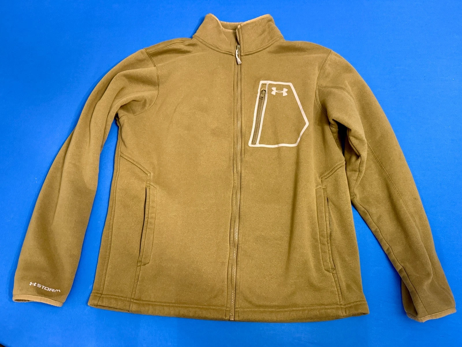 Under Armour Storm Jacket XL Olive Green Fleece Lined Water Resistant Zip