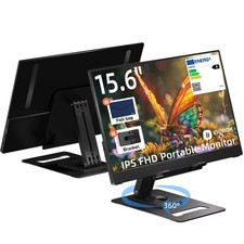 Portable Monitor, Ultra Slim 15.6 Inch FHD IPS Laptop Screen Extender with Ad...