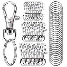 100PCS Swivel Snap Hooks with Key Rings, Premium Large, Medium, Small, Silver