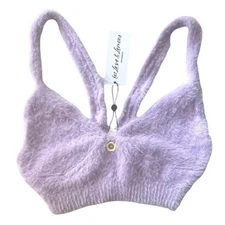 For Love & Lemons Devon Bralette Top Lavender Fuzzy Size M NWT $125 MSRP