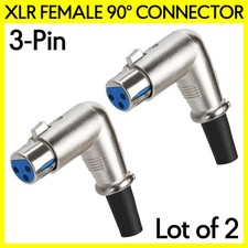 2 Pack 3 Pin XLR Female Connector Right Angle Microphone Audio Jack 90 Degree