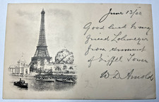 1900 Top of the Eiffel Tower PARIS LA TOUR EIFFEL OLD POSTCARD French Stamp