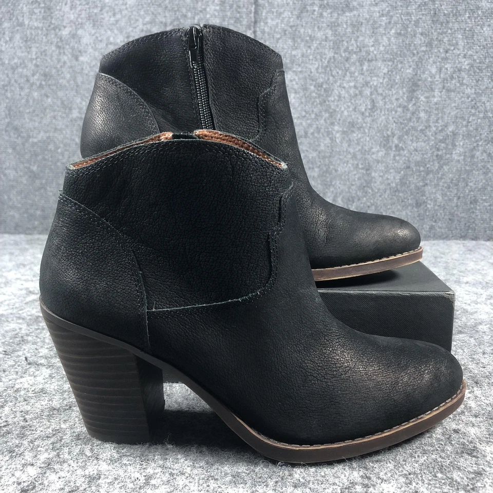 Lucky Brand LK-Eller Ankle Boots Womens Size 9M Black Leather Booties Side Zip - Image 2 of 4