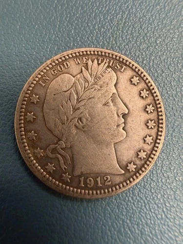 1912 Barber Silver Quarter 25c XF