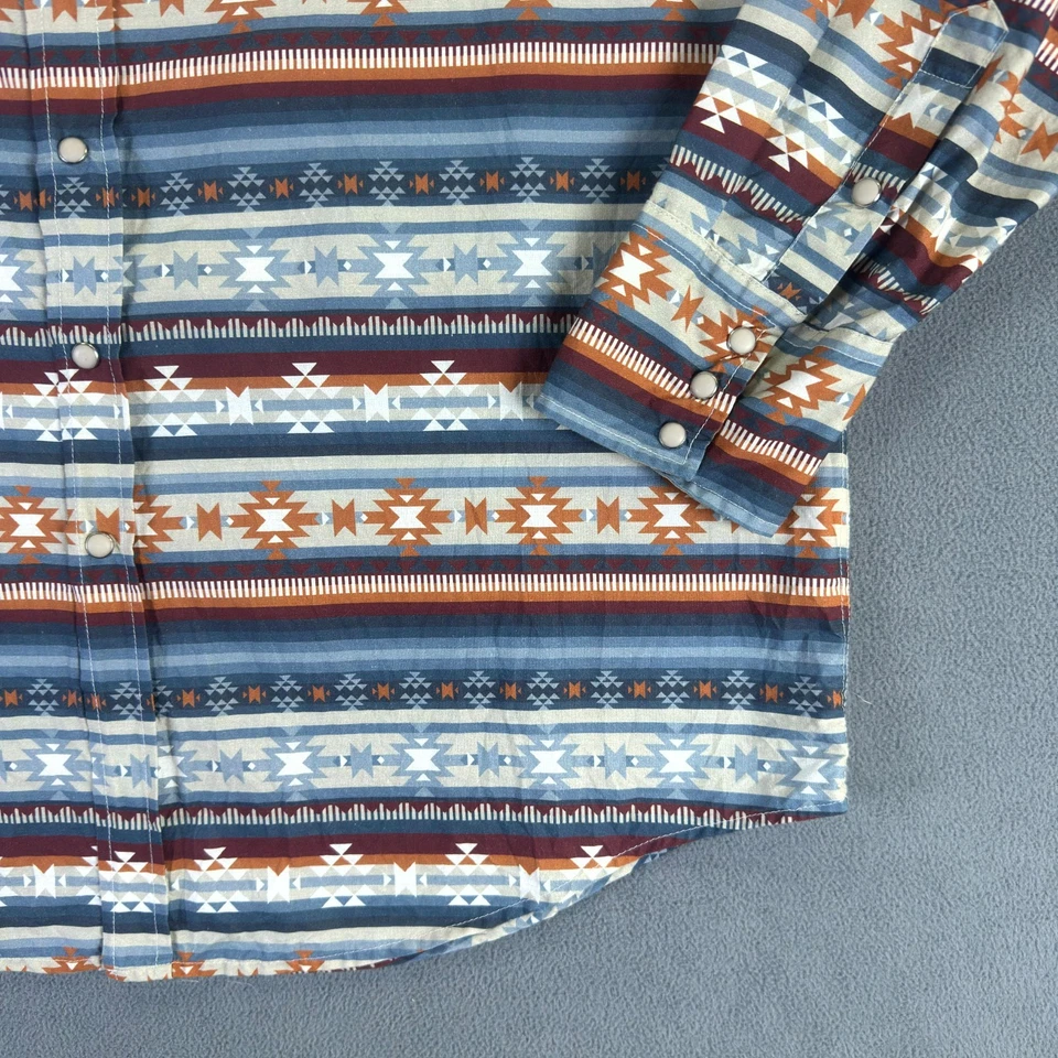 Camisa a Presión Roper Pearl Para Hombres 2XL Azul Blanco Azteca Navajo Western Cowboy Yugo Foto 4 de 4
