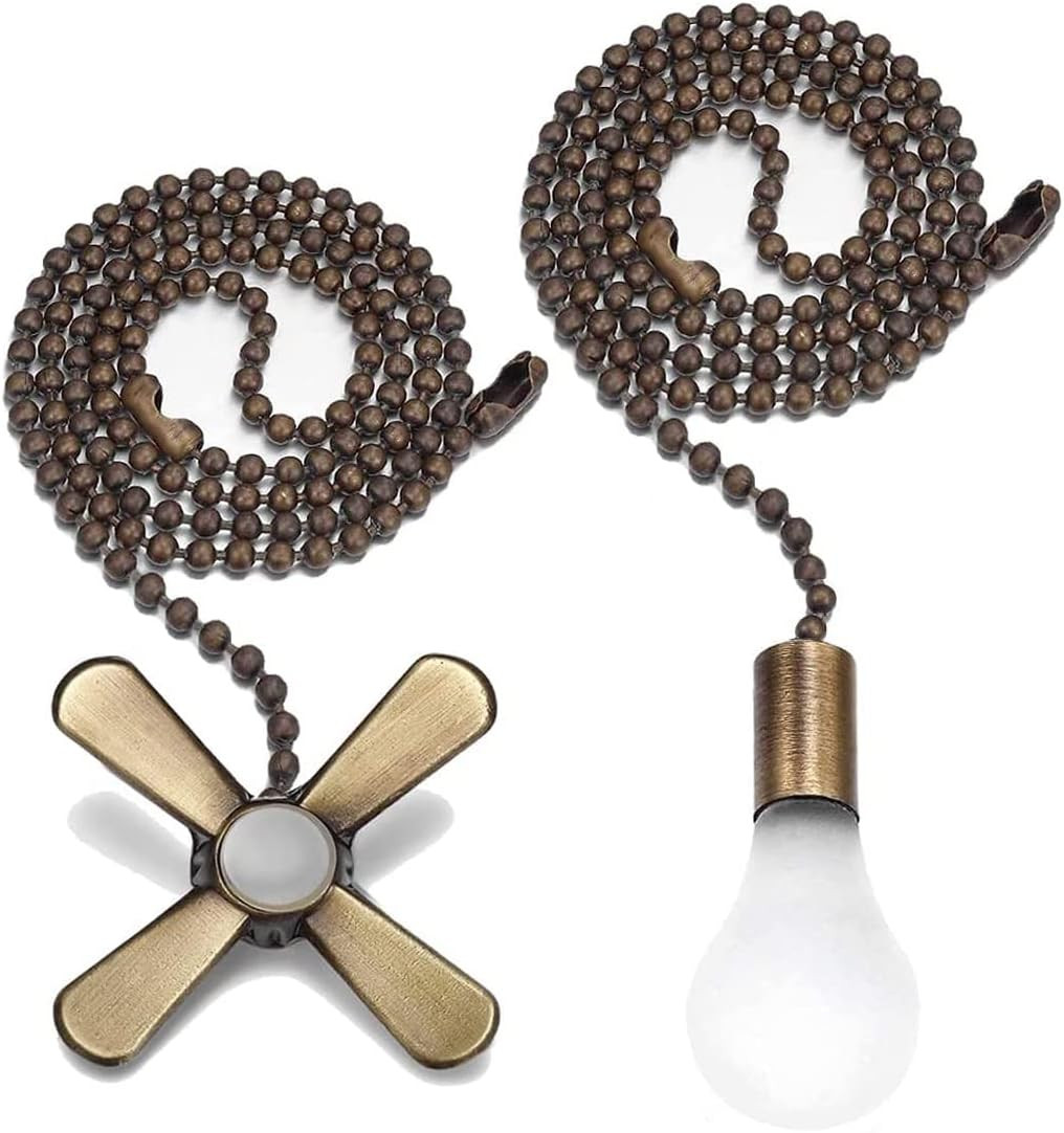 Ceiling Fan Pull Extension Chain with Recognizable Fan and Bulb Cord