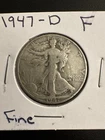 1947-D WALKING LIBERTY 90% SILVER HALF DOLLAR - FINE DETAILS