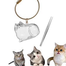 Cute Cat Hair Keychain Cat Fur Keepsake with Tweezer, Transparent Pet Fur Mem...