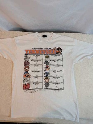 Vintage Tennessee Football T-Shirt XL 1986 Sugar Bowl Team Roster Schedule Vols