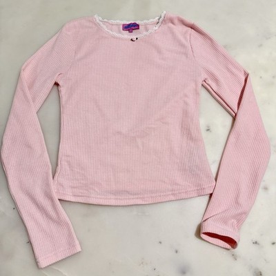 Edikted S Rosemarie Lacey Waffle Top Pink Rose Cottagecore Coquette Fairy Ballet