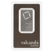 1 oz Platinum Bar - Valcambi Suisse .9995 Platinum Bullion Bar (In Assay) #A693