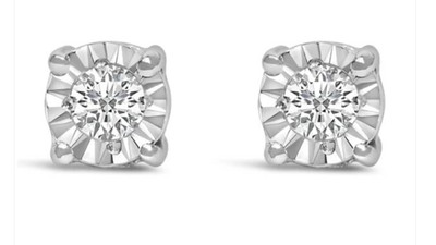 1/10 cwt. Round Brilliant-Cut Lab Diamond Miracle-Set Stud Earrings