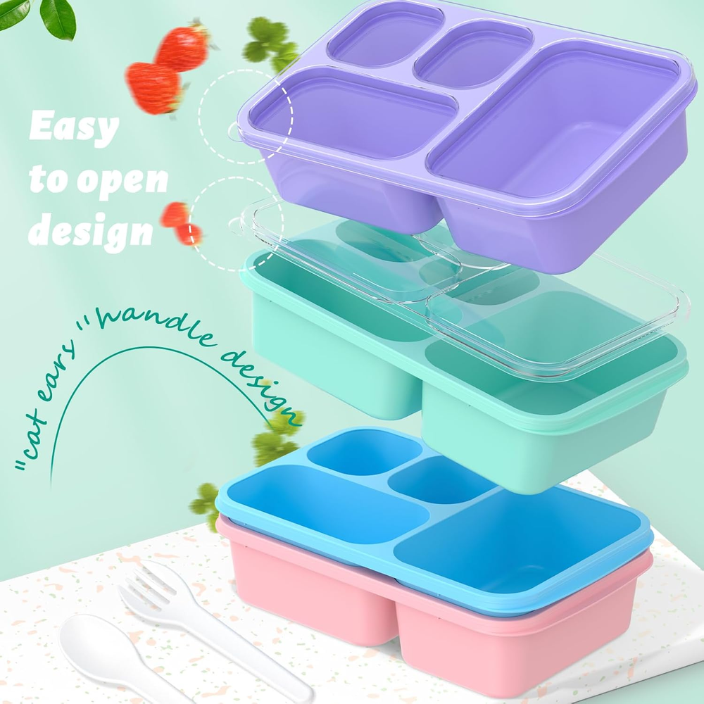 4-Piece Bento Box Meal Prep Container for Kids and Adults