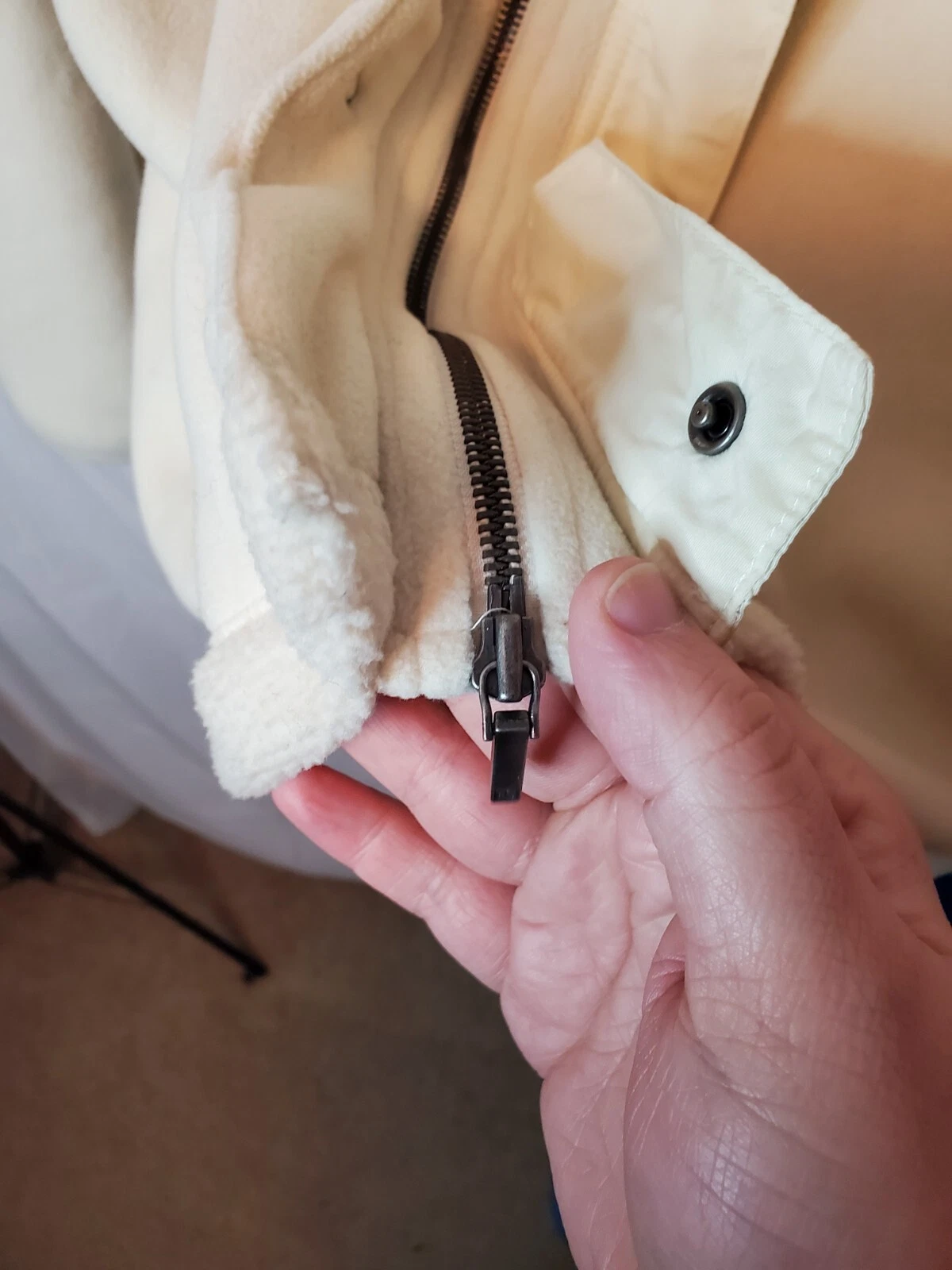 OFF WHITE Felpa con cappuccio e zip intera colore bianco sporco Lauren Ralph Lauren taglia large