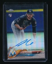 DILLON PETERS 2018 TOPPS CHROME RC AUTO REFRACTOR 170/499 *MIAMI MARLINS*