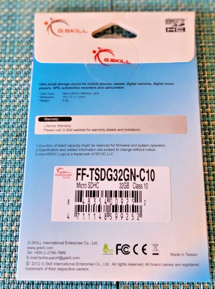 G. SKILL Micro SDHC Memory Card, 32GB, New - Image 2 of 2