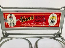 Vintage Van's Boot Saver Wall Hanger Sign Minneapolis MN USA Sportsmen Outdoors