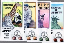 WWLF COLLINS CACHET FDC  4727 - 4730  THE BIG APPLES NEW YORK SET OF 4 COVERS