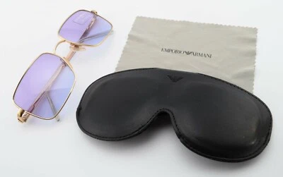 EMPORIO ARMANI Sonnenbrille 158-S 773/2G 130 Gold Gold Matt Purple c2001 + Case - Bild 1 von 4
