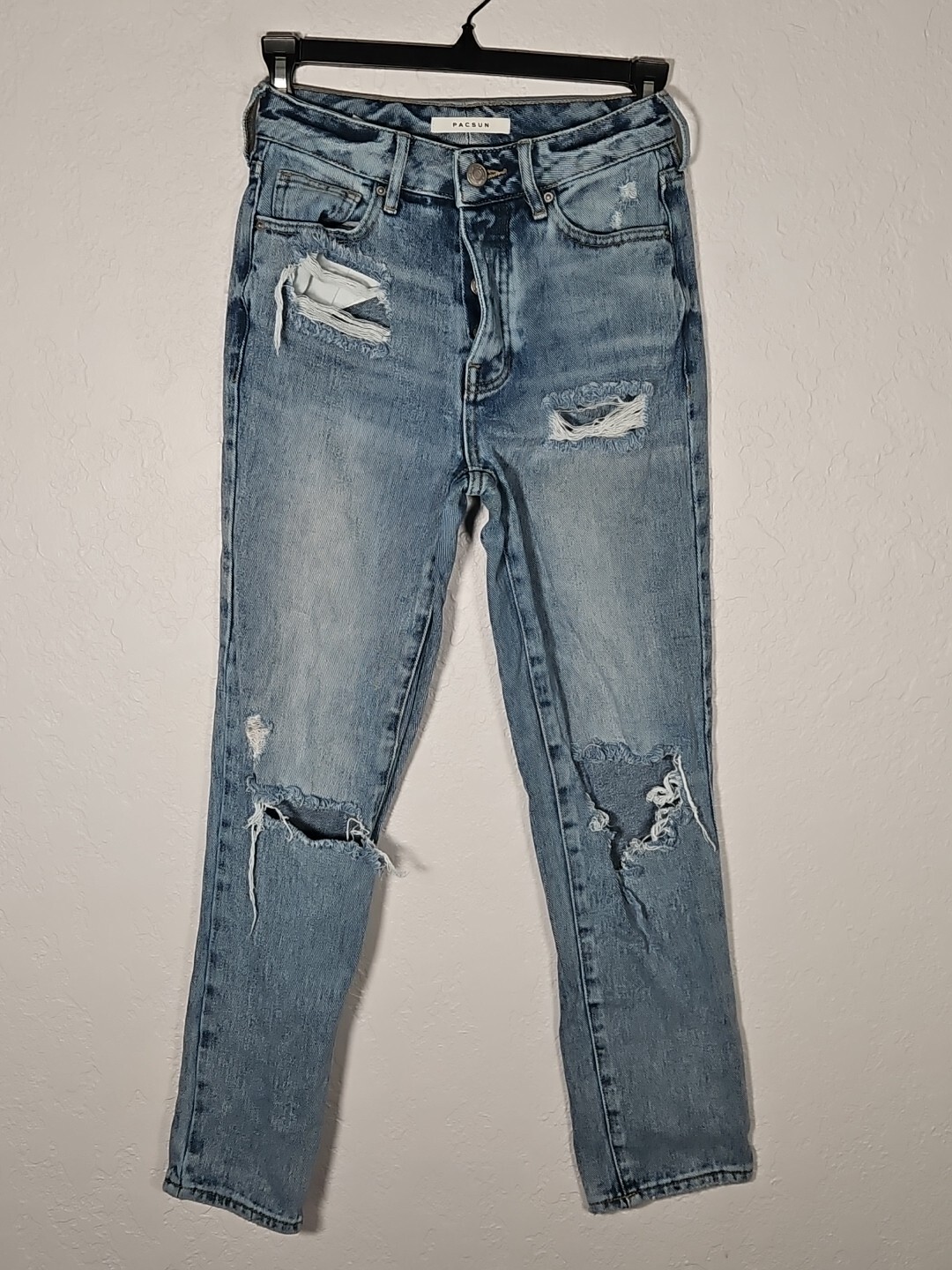 Pacsun Mom Jeans Women's Size 23 Blue Denim Distressed Button Fly-image