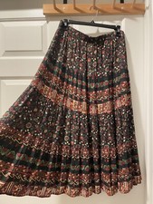 Vintage First Option Skirt Floral Women  s Midi Rayon Artsy Pull On Elastic USA