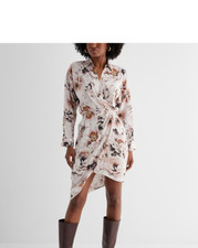 NEW EXPRESS floral satin wedding guest 2024 portofino dress s