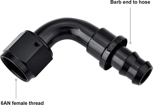 LokoCar 6AN 90 Degree Push Lock Hose Fitting End Fits 3/8" Rubber Fuel Line 4Pcs - Picture 4 of 17