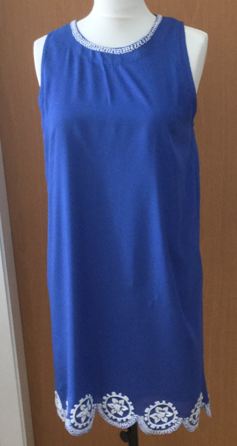 WOMENS BNWOT COCO BAY LINED BLUE BEACH DRESS SIZE SMALL