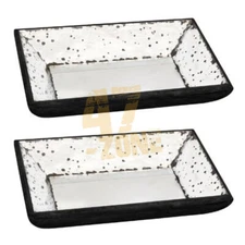 Waverly Mirrored Square Tray Medium Silver Indoor Outdoor Tabletop Home Decor