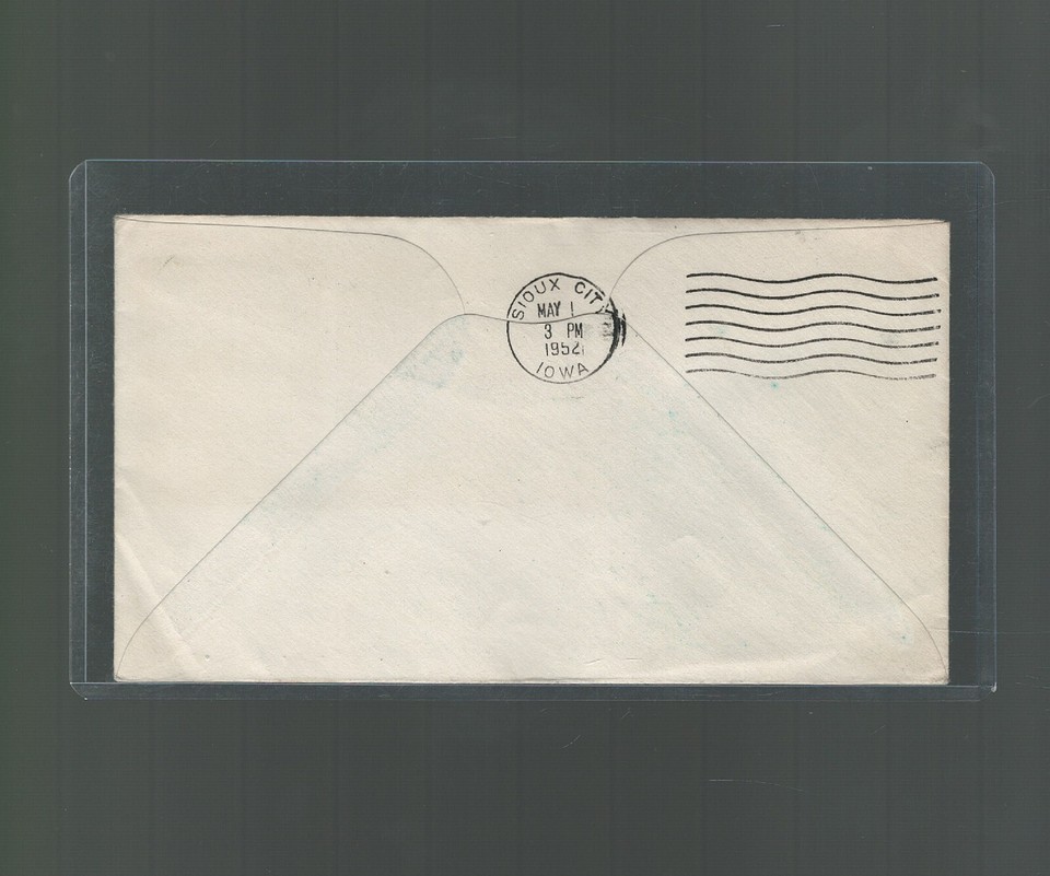 US First Flight Cover Mid Continent Airlines Clinton Iowa 1952 US Scott