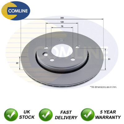 Brake Disc Rear Comline Fits VW Amarok Crafter 2.0 TDi 3.0 Electric 2N0615601