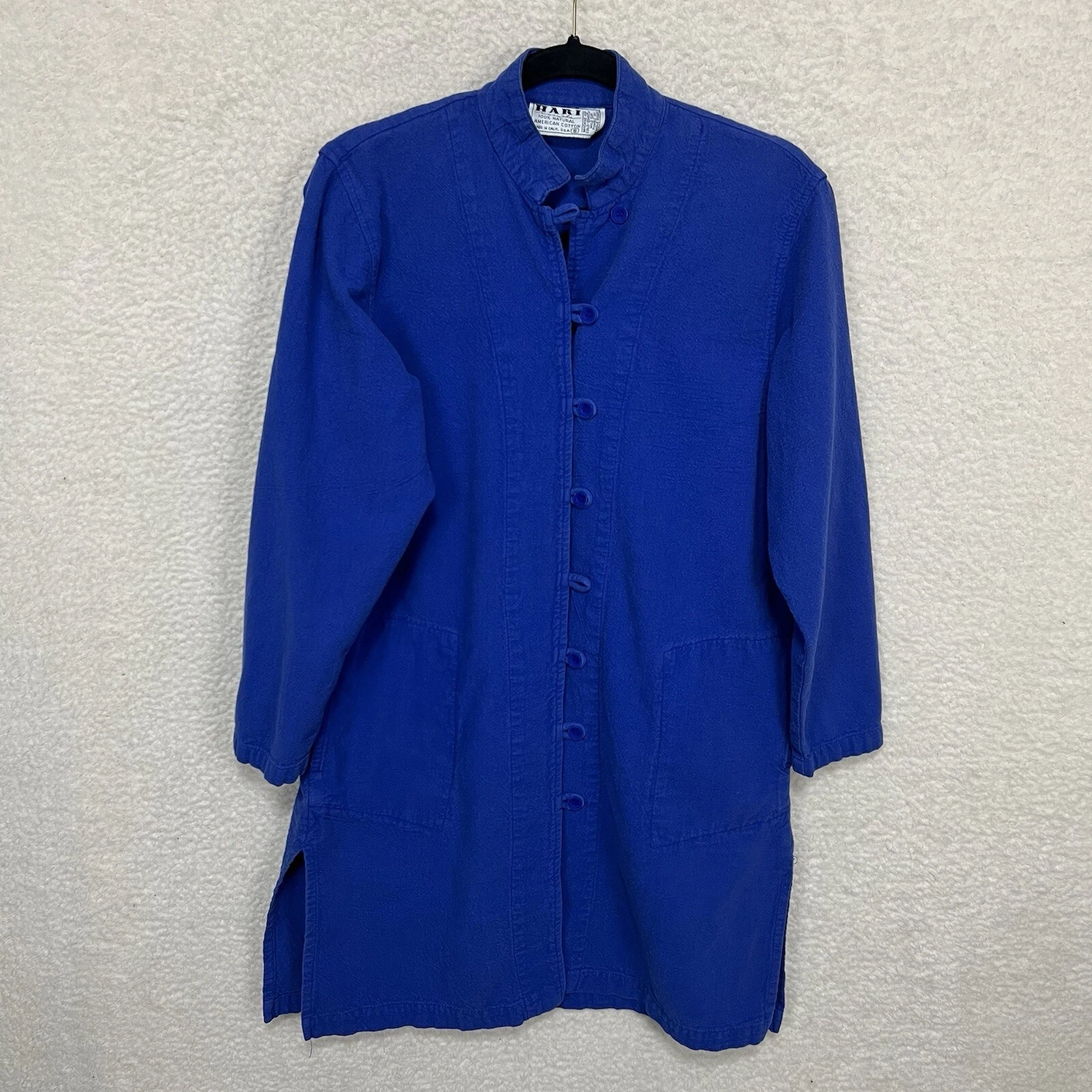 VETEMENTS Giacca Hari donna piccola blu tasche con bottoni cotone made in USA