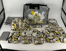 12 Pieces Vera Bradley Dogwood Pattern Travel Set Tote Cosmetic Bag Wallet Case