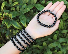 Black Tourmaline Bead Bracelet - 6mm Crystal Bracelet - Gemstone Jewelry