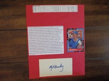 MIKE BRUMLEY(D-24)Signed Trimmed Index Card w/8 x 11 Display w/1988 Donruss/Obit