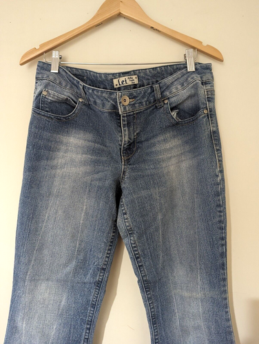Vintage LEI Jeans Juniors 13 Low Rise Bootcut Faded Y2K Embellished Flap Pockets - Picture 2 of 11