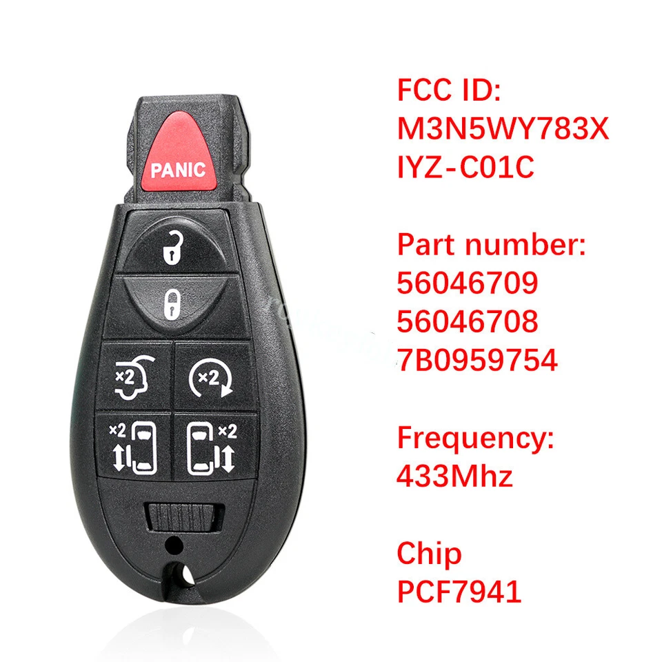 2 Reemplazo para Dodge Grand Caravan 2009-2018 2019 mando a distancia llavero IYZ-C01C Foto 3 de 4