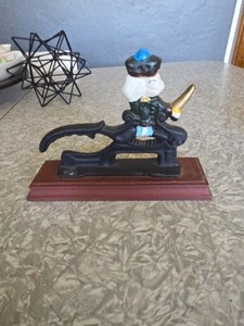Toy Soldier Nutcracker Old-Fashioned Cast-Iron Hand Painted on Wood Base
