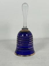 Crystalex Bohemian Crystal Blue Bell - Luxury Gilded Glass Cobalt Blue
