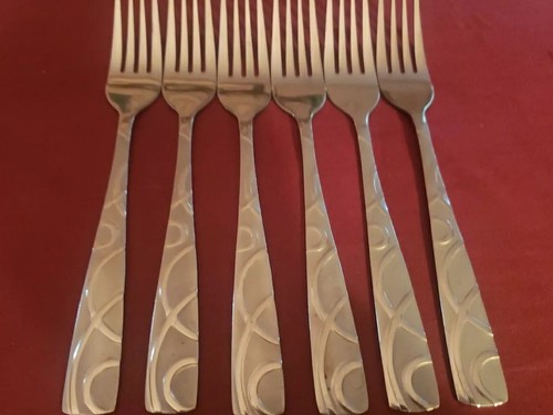 Cambridge Silversmiths Conquest Sand 6 Dinner Forks 8” Flatware Stainless - Picture 2 of 3
