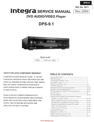 Service Manual-Anleitung für Onkyo DPS-9.1 