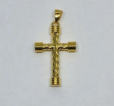 Modern Style Religious Crucifix Cross Pendant 1.75”  Gold Tone Art Decor 20
