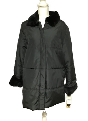 MIsty Harbor Signature Missy Coat Womens Large Black Winter Cozy Warm