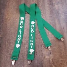 Vintage Bud Light Shamrock Green Suspenders St Paddys St. Pat Day Promo
