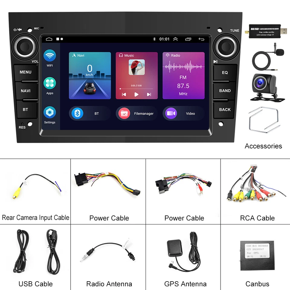 DAB+ Android15 Autoradio CarPlay Für Opel Astra H Corsa C D Zafira B GPS Navi BT - Bild 3 von 4