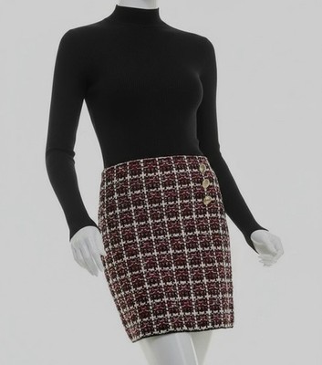 BCX Women's Juniors' Black Combo Tweed-Skirt Long-Sleeve Sweater Dress Size XL